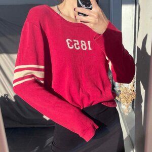 Vintage Levis Striped Cotton Sweater - Retro 1853 Red Beige Pullover